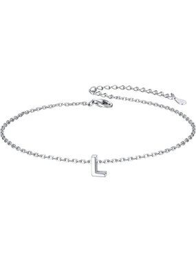 Letter L Initial Bracelet 925 Sterling Silver Letter Bracelet Dainty